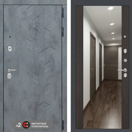 Входная дверь Бетон с зеркалом Максимум - Венге