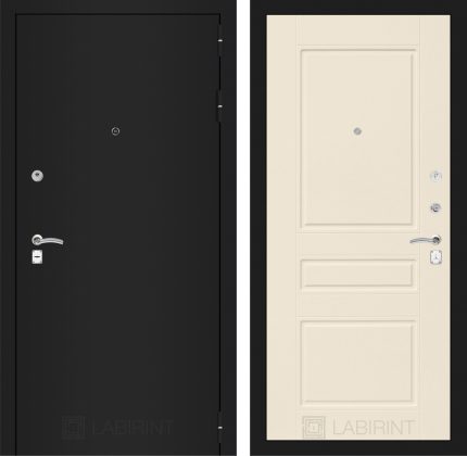 Входная дверь CLASSIC шагрень черная 03 - Крем софт