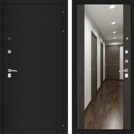 Входная дверь CLASSIC шагрень черная с Зеркалом Максимум - Венге