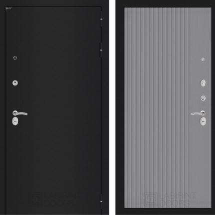 Входная дверь CLASSIC шагрень черная 29 - Серый рельеф софт