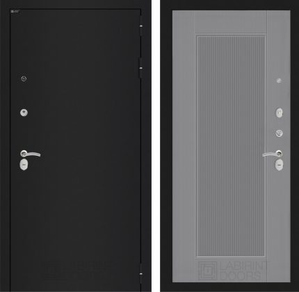 Входная дверь CLASSIC шагрень черная 30 - Серый рельеф софт