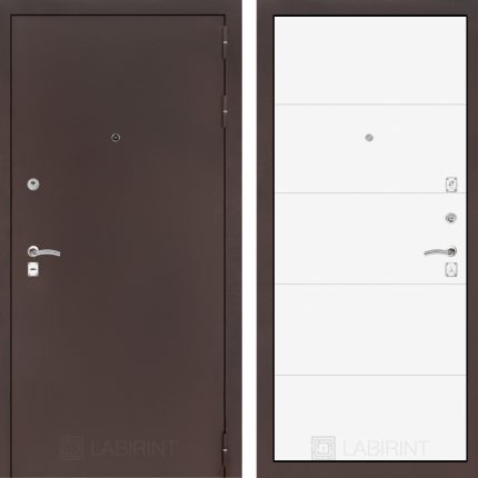 Входная дверь CLASSIC антик медный 13 - Белый софт