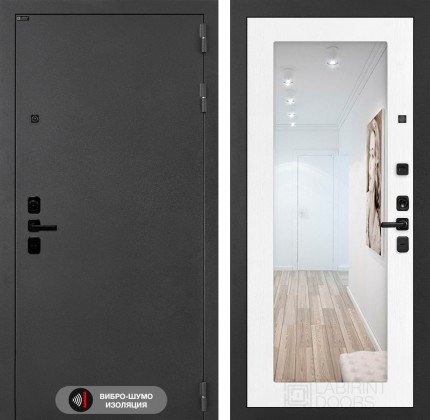 Входная дверь ACUSTICLAB с Зеркалом 18 - Белое дерево