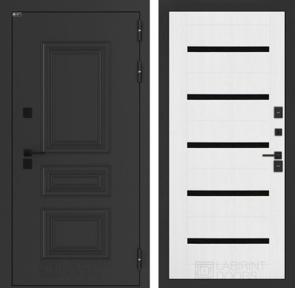 Входная дверь Аляска Лайт 01 - Белое дерево, стекло черное