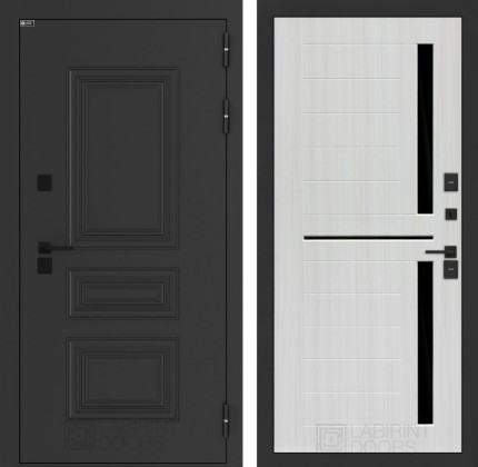 Входная дверь Аляска Лайт 02 - Сандал белый, стекло черное