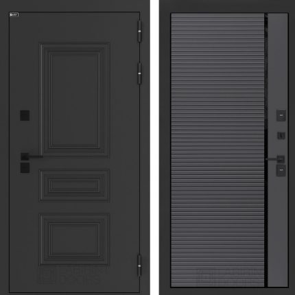 Входная дверь Аляска Лайт 22 - Графит софт, черная вставка