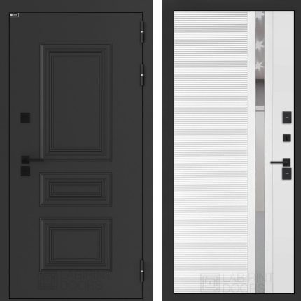 Входная дверь Аляска Лайт 31 - Белый софт, зеркальная вставка с тонировкой