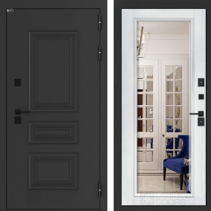 Входная дверь Аляска Лайт с Зеркалом Фацет - Белый софт