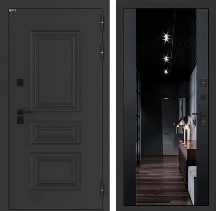 Входная дверь Аляска Лайт с Зеркалом тонированным Максимум - Черный кварц