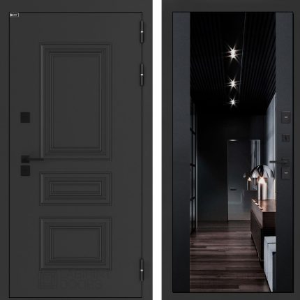 Входная дверь Аляска Лайт с Зеркалом тонированным Максимум - Черный кварц