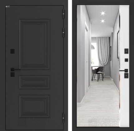 Входная дверь Аляска Лайт с зеркалом Панорама - Белый софт