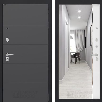 Входная дверь ART с зеркалом Панорама - Белый софт