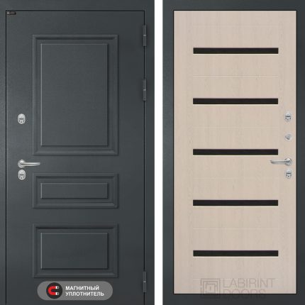 Входная дверь Атлантик 01 - Беленый дуб, стекло черное