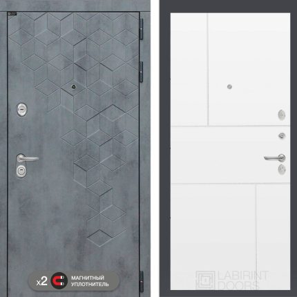 Входная дверь Бетон 21 - Белый софт