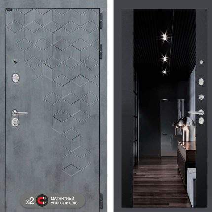 Входная дверь Бетон с тонированным зеркалом Максимум - Черный кварц