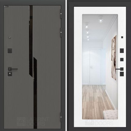 Входная дверь CARBON с Зеркалом 18 - Белое дерево