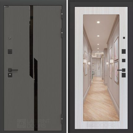 Входная дверь CARBON с Зеркалом 18 - Сандал белый