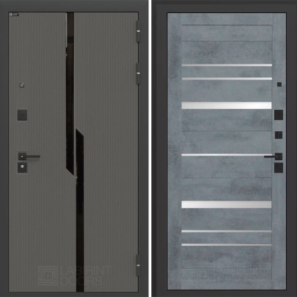 Входная дверь CARBON 20 - Бетон темный, зеркальные вставки