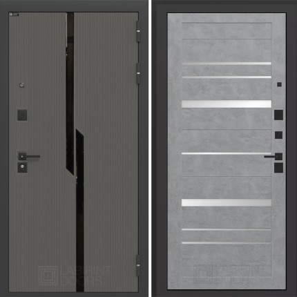 Входная дверь CARBON 20 - Бетон светлый, зеркальные вставки