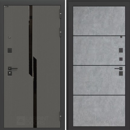 Входная дверь CARBON 25 - Бетон светлый, черная вставка