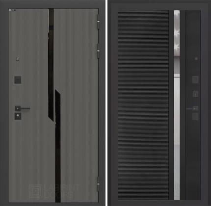 Входная дверь CARBON 31 - Черный кварц, зеркальная вставка с тонировкой