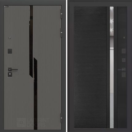 Входная дверь CARBON 31 - Черный кварц, зеркальная вставка с тонировкой