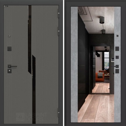 Входная дверь CARBON с зеркалом Максимум - Бетон светлый