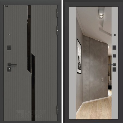 Входная дверь CARBON с зеркалом Максимум - Грей софт