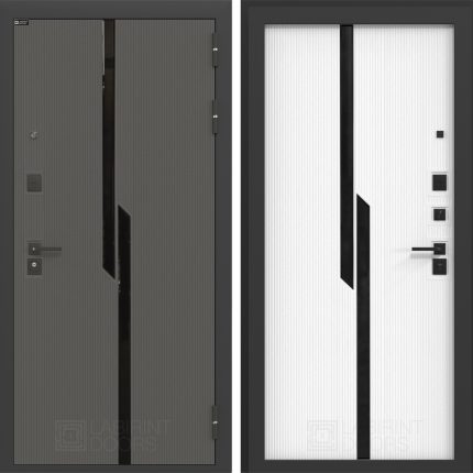 Входная дверь CARBON стекло черное фацет ФЛС-570 Белый софт