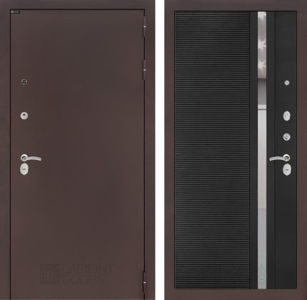 Входная дверь CLASSIC антик медный 31 - Черный кварц, зеркальная вставка с тонировкой