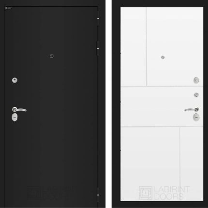 Входная дверь CLASSIC шагрень черная 21 - Белый софт