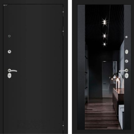 Входная дверь CLASSIC шагрень черная с Зеркалом тонированным Максимум - Черный кварц