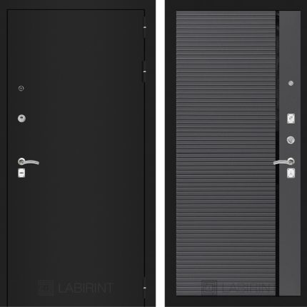 Входная дверь CLASSIC шагрень черная 22 - Графит софт, черная вставка