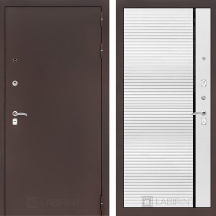 Входная дверь CLASSIC антик медный 22 - Белый софт, черная вставка