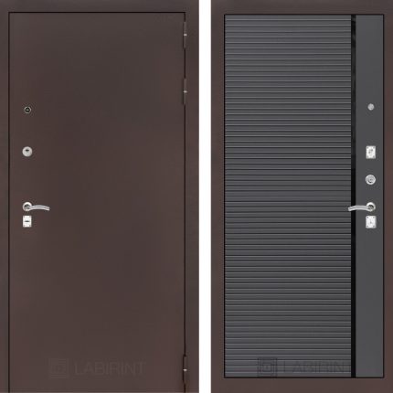 Входная дверь CLASSIC антик медный 22 - Графит софт, черная вставка