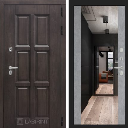 Входная дверь Лондон с зеркалом Максимум - Бетон светлый