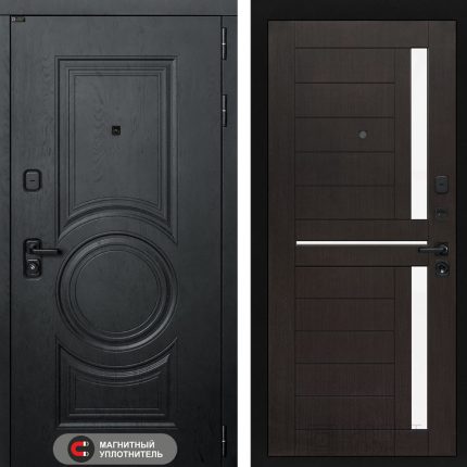 Входная дверь GRAND 02 - Венге, стекло белое