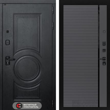 Входная дверь GRAND 22 - Графит софт, черная вставка