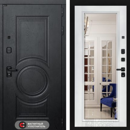 Входная дверь GRAND с Зеркалом Фацет - Белый софт