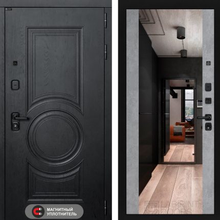 Входная дверь GRAND с Зеркалом Максимум - Бетон светлый