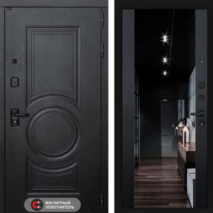 Входная дверь GRAND с Зеркалом тонированным Максимум - Черный кварц