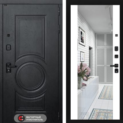 Входная дверь GRAND с Зеркалом Максимум - Белый софт