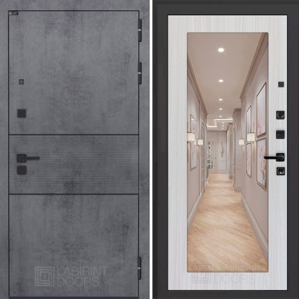 Входная дверь INFINITY с Зеркалом 18 - Сандал белый