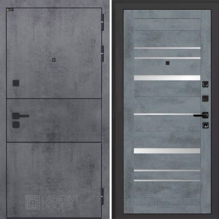 Входная дверь INFINITY 20 - Бетон темный, зеркальные вставки