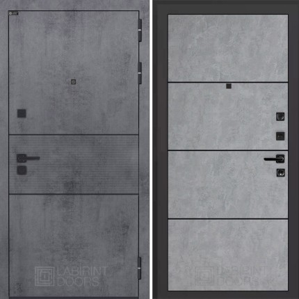 Входная дверь INFINITY 25 - Бетон светлый, черный молдинг