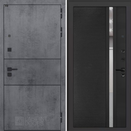 Входная дверь INFINITY 31 - Черный кварц, зеркальная вставка с тонировкой