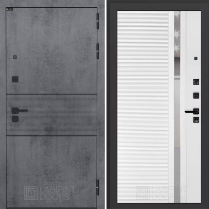 Входная дверь INFINITY 31 - Белый софт, зеркальная вставка с тонировкой