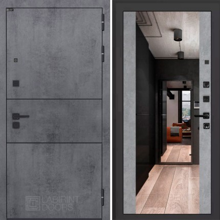 Входная дверь INFINITY с Зеркалом Максимум - Бетон светлый