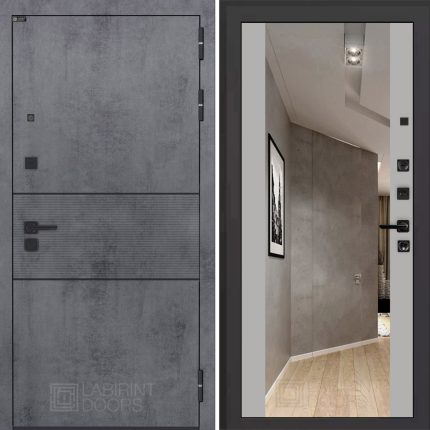 Входная дверь INFINITY с Зеркалом Максимум - Грей софт