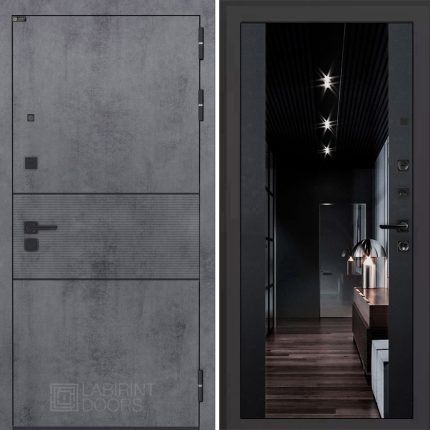 Входная дверь INFINITY с Зеркалом тонированным Максимум - Черный кварц